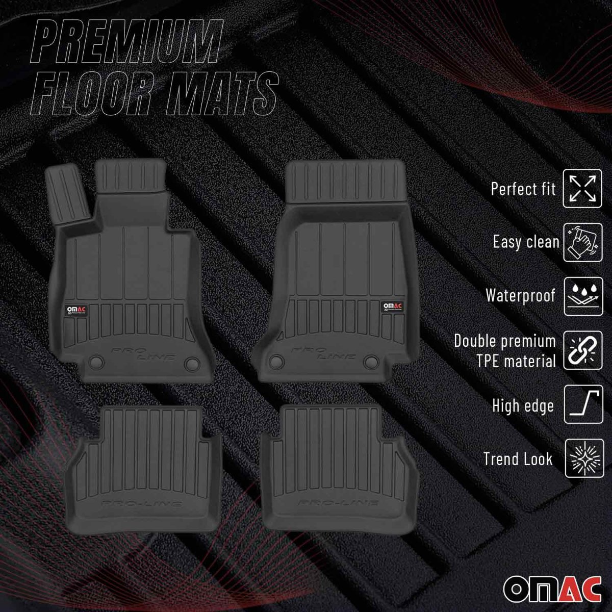 Mercedes-Benz E-Class Floor Mat - Omac - Premium TPE - Black - '16-'23